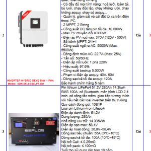 Gói Hệ Thống Điện Mặt Trời 7,9 KWP (Trữ 16KWH)